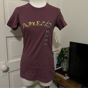 Ariat Women's Sunflower Floral Letters Short Sleeve Tee Burgundy Heather XS NWT